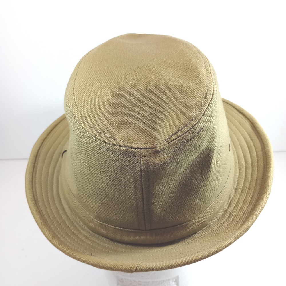 Mens Fedora Sun Hat L/XL Khaki Tan Cotton Canvas Safari Outback RN17730 Summer - Picture 3 of 6